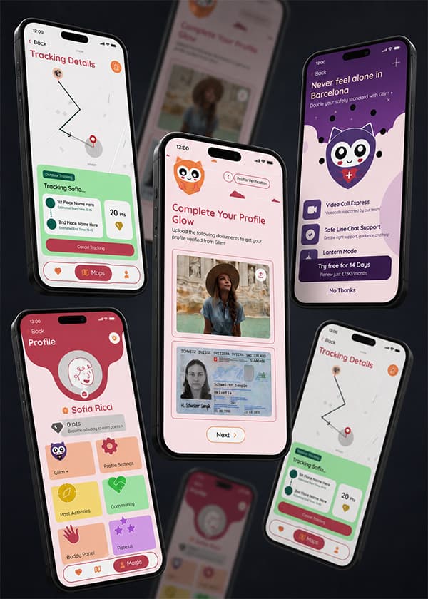The Gliim app interface
