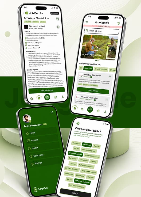 The Jobgenie app interface