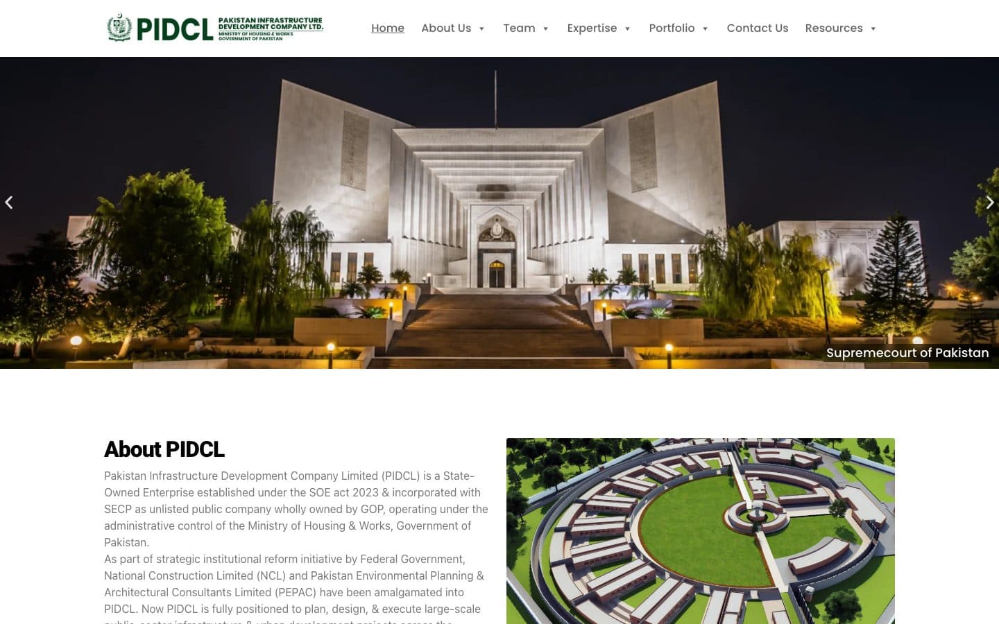 The pidcl.com.pk homepage