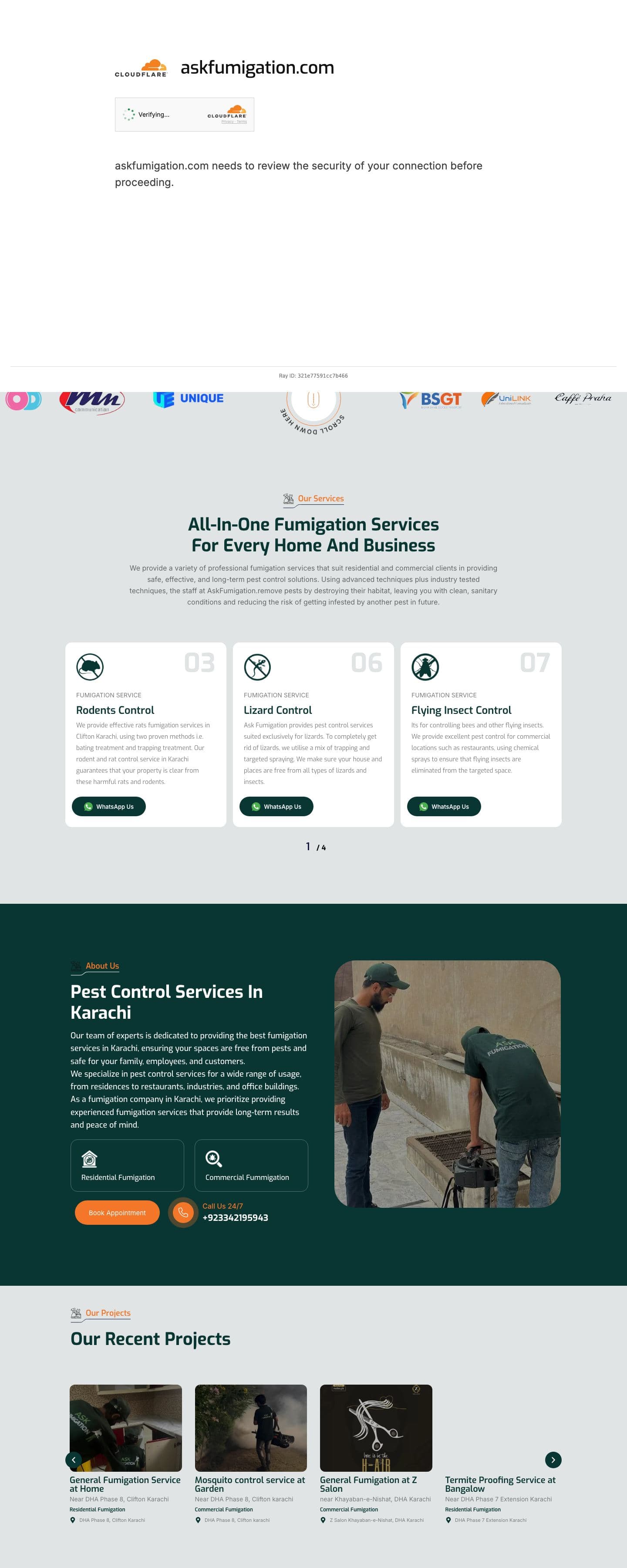 The askfumigation.com homepage