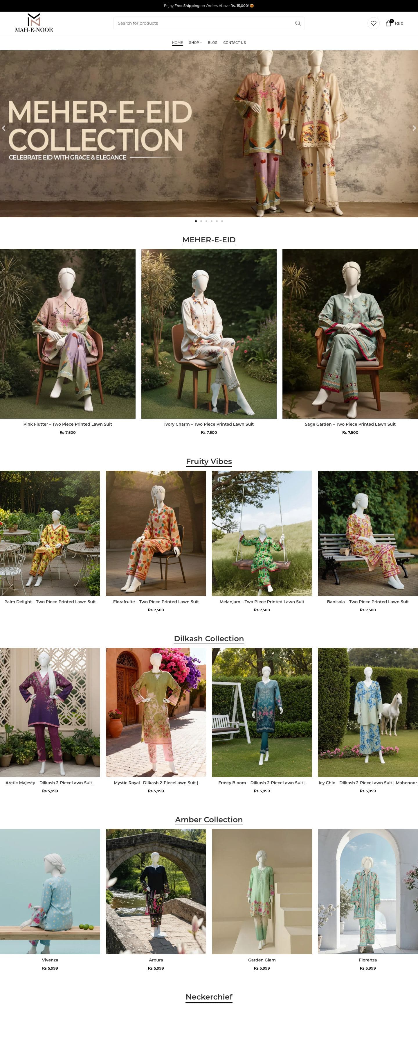 The wearmahenoor.com homepage